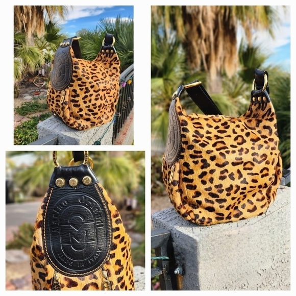 Vintage Marino Orlandi Italian Designer Cheetah‎ Haircalf  Crossbody Bag Purse - Picture 1 of 16